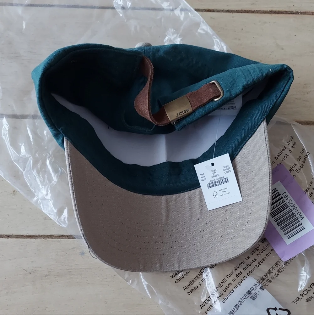 J.Crew Two-tone washed canvas baseball hat Graffiti Green Beige BNWT RETIRED